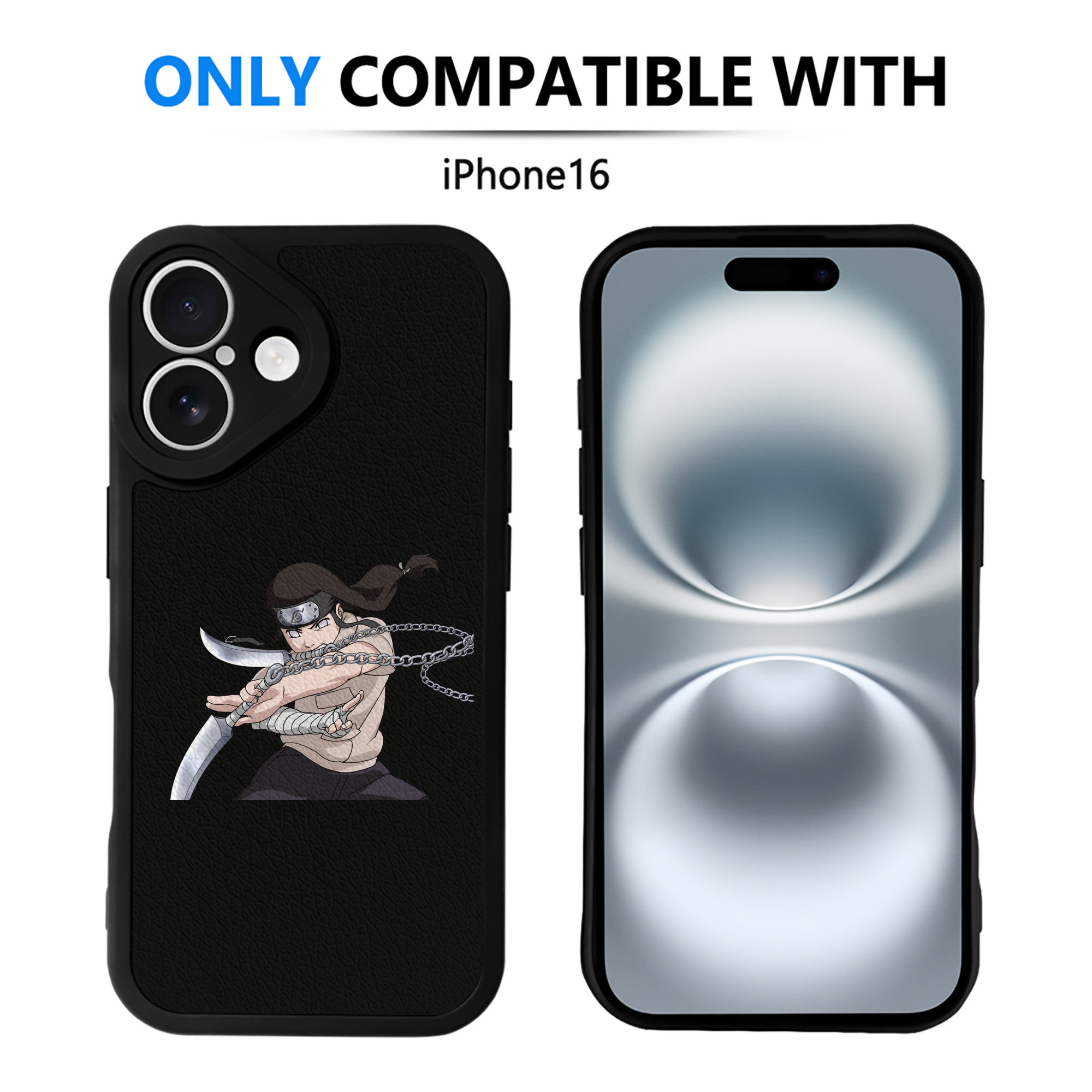 （画像用） NARUTO -ナルト- 日向ネジ Hyūga Neji 【iPhone 16シリーズ対応】シリコンスマホケース（レザー調） 材質：シリコン